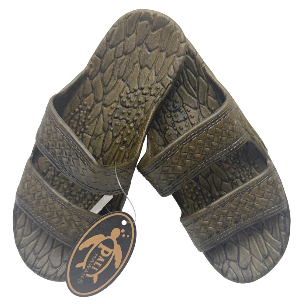 Pali Hawaii Sandals Slides Rubber Textured Brown Size: Women 5 / Youth 3 - 3.5